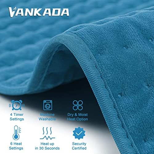Heating Pad Electric Heat Pad, Hot Heated Pad,Multiple Temp and Timer Settings,Suitable for Shoulders, Neck, arms, Abdomen, Back, Legs, etc. (Blue, 24"X12")