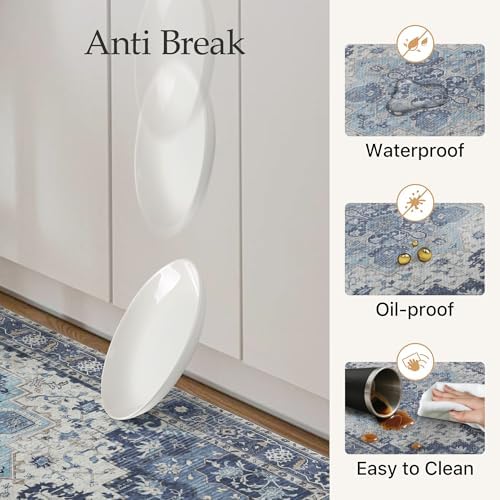 GENIMO Anti Fatigue Kitchen Mats for Floor 2PCS, Standing Rugs,Navy Blue