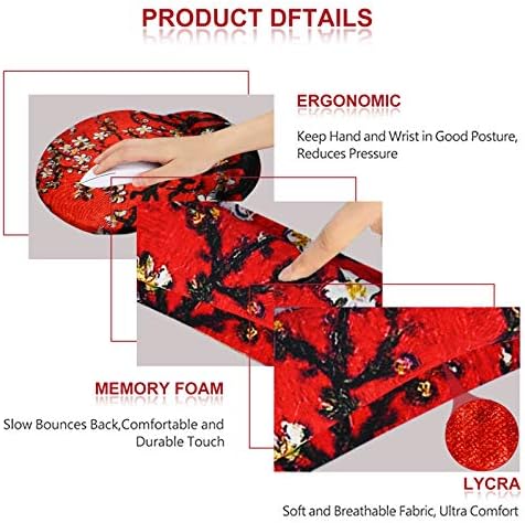 ArtSo Upgraded Wrist Rest Support for Mouse Pad & Keyboard, Ergonomic Gel Mousepad Non-Slip Rubber Base Home,Office Pain Relief, Easy Typing Cushion Neoprene, Soft Memory Foam, Red Van Gogh Painting