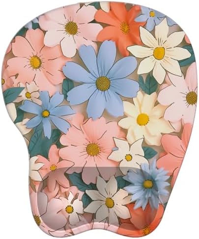 Wrist Support Mouse Pad Anti Slip Rubber Wrist Rest Mousepad 9in X 8in Small Desktop Notebook Mouse Mat for Working and Gaming (M-Blooming Flowers)