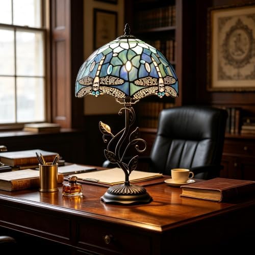 Tiffany Lamp Blue Dragonfly Stained Glass Table Lamp