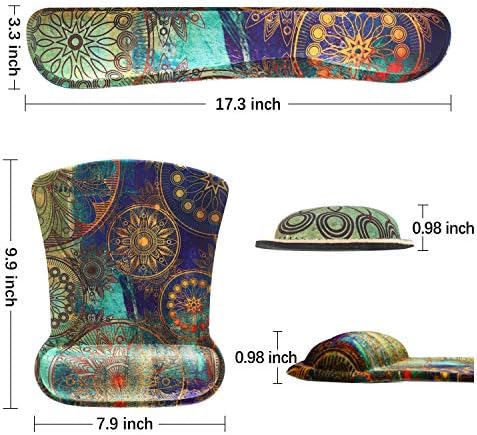 ToLuLu Keyboard Pad Wrist Rest Mouse Pad, Gel Ergonomic Mouse Pads Wrist Support for Computer Laptop Home Office, Mousepad Keyboard Wrist Support Memory Foam for Easy Typing Pain Relief, Mandala Arts