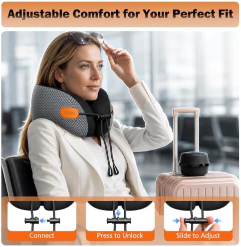 jiaao Travel Pillow,Airplane Neck Pillow with 360° Neck and Chin Support