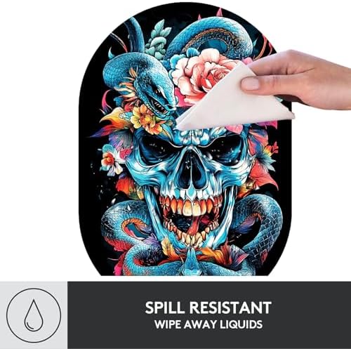 Small Mouse pad,Portable,Waterproof Non-Slip Rubber Bottom,Suitable for Wireless Mouse,Laptop Keyboard Tray for Both Men and Women,Office Travel 7.1x10.6in,Colorful Skull with Snake and Rose