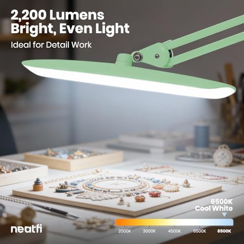 Neatfi LED Desk Lamp, 2200 Lumens, 24W, 20-Inch Wide Head (Midnight Green)