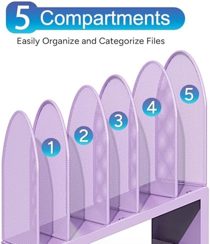 gianotter Desktop File Organizer with 5 Compartments