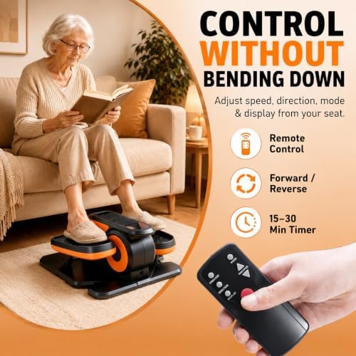 HealSmart Under Desk Elliptical for Seniors, 12-Speed, Remote Control