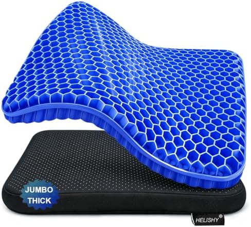 Gel Seat Cushion for Long Sitting Hip Pain, 20x20inch Jumbo Thick Soft & Breathable Cushion for Wheelchair Gel Seat Cushion for Office Home Chairs (Blue)