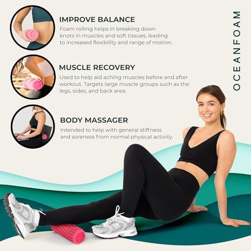 Oceanfoam Ripple Roller - Small Foam Roller for Physical Therapy (Hot Pink)