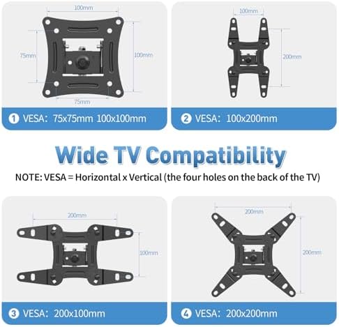 Full Motion TV Wall Mount with Swivel,Extension and Tilt for Most 13-42 inch LED LCD Flat Screen TVs & Monitors, Holds up to 44 lbs,Max VESA 200x200mm