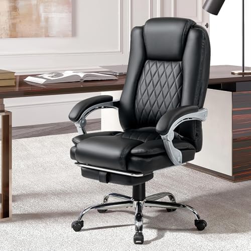 Massage Heated Office Chair with Foot Rest, Executive Desk Chair