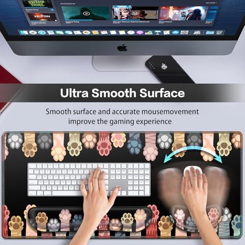 Desk Mat, Large Gaming Mouse Pad with Wrist Rest, 4 in1