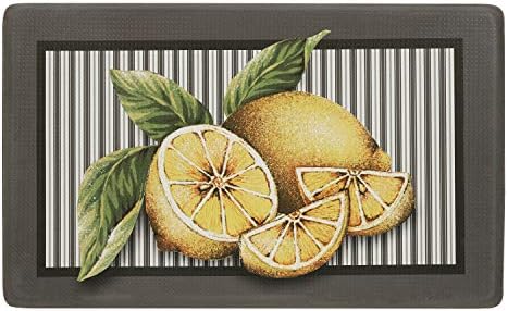 PowerSellerUSA Printed Anti Fatigue Mat, Non Slip Printed Textured Comfort Standing Floor Mats for Living, Dining Room, Bedroom, Kitchen, Office, Work (18x30 in., Fresh Lemon)