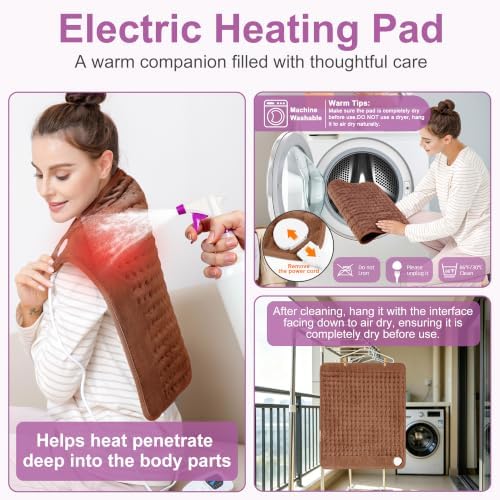 Heating Pad,Electric Heating Pads,Heating Pad for Back,Brown,24x20 Inch