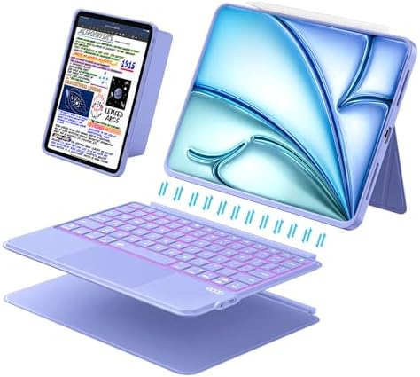 iPad Air 11 inch Case with Keyboard (M4/M3/M2, 2026/2025/2024), Pro 11, Air 5/4th, Wireless Detachable with Stand, Trackpad, Backlit, Slim Cover for iPad A16 11th 2025/10th 10.9" 2022 (Violet Purple)