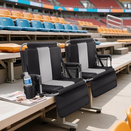LET'S CAMP 2 Pack Folding Stadium Seats, Portable Bleacher Chairs