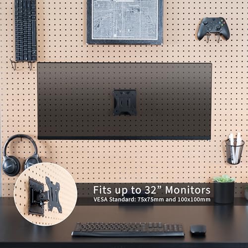 VIVO Black Single Monitor Pegboard Mount, Up to 32 in Screens, Mount-PB1