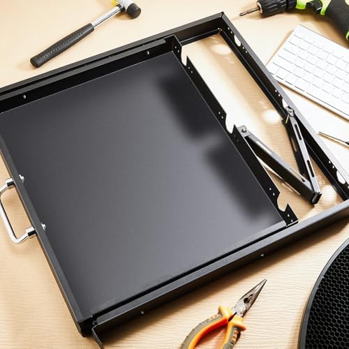 1U Rack Mount Sliding Keyboard Tray Cantilever Network Equipment Racks 19 Inch Cabinet Drawer Sliding Shelf for Server Data Music Studio Accessories