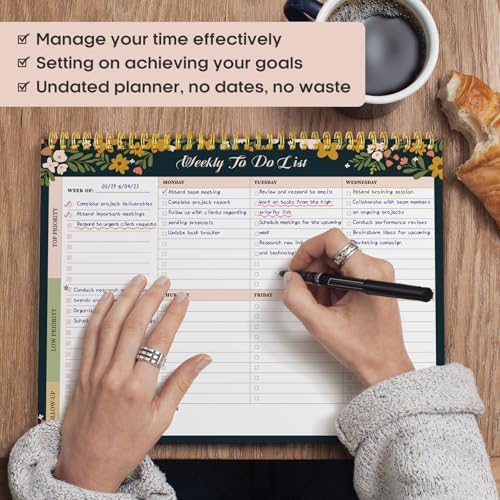 Taja Weekly To Do List Notepad, Undated Weekly Planner Pad, 8.5" x 11"