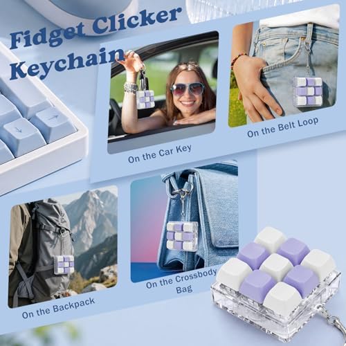 Keyboard Fidget Toy, Creamy Fidget Clicker Keyboard Fidget Keychain, Button Fidget Gifts for Adults, Boost Focus & Ease Anxiety Anywhere — Perfect Stress-Relief Gift (3×3 Grid Layout A-A)