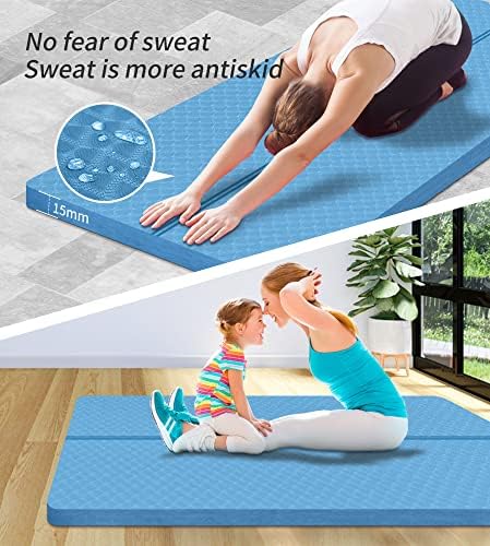 nuveti Large Exercise Mat - 15mm/20mm/30mm Thick Yoga Mat | Workout Mat for Fitness, Yoga, Pilates, Stretching & Floor Exercises for Women & Men with Free Carrying Bag
