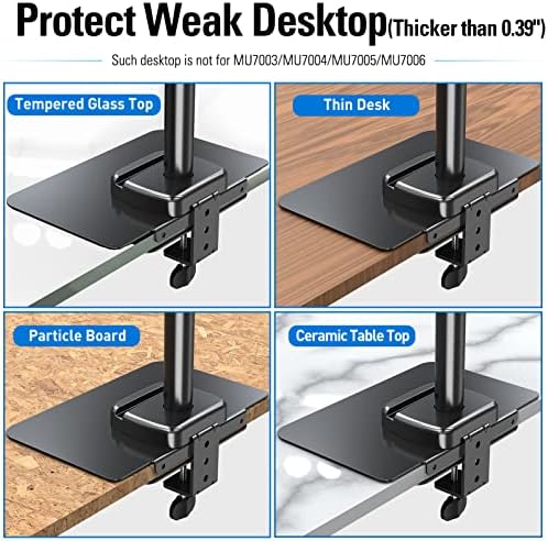 MOUNTUP Monitor Mount Reinforcement for Tempered Glass Desk, Monitor Arm Plate, Steel Bracket for Thin and Most Fragile Table, for Desk C Clamp Installation of Monitors Stand