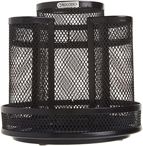 Rolodex Desk Organizer Rotating Office Supply Caddy Mesh Black (6.5" x 6.5" x 6.25") (Pack of 8)