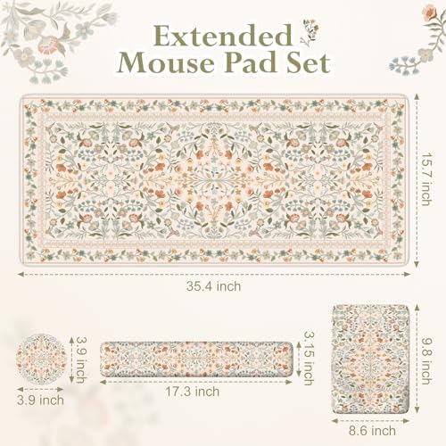 iLeadon Ergonomic Mouse Pad with Wrist Rest, Beige Desk Mat Set