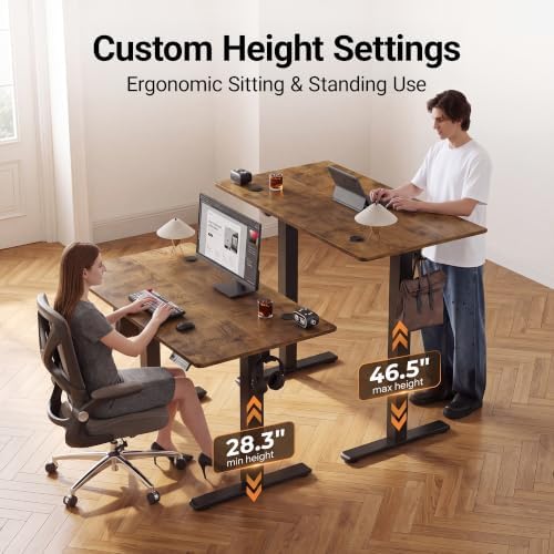 Claiks 32 x 19 Inch Rustic Brown Electric Standing Desk