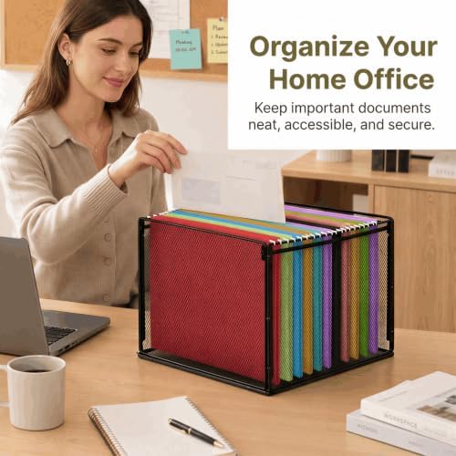 LEKETREE Mesh Hanging File Organizer Box for Desk, Black 1 Pack