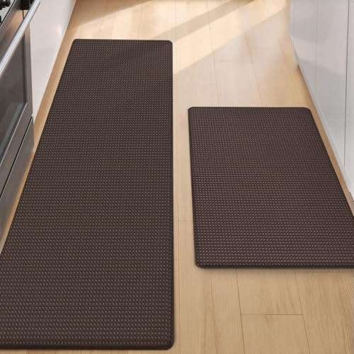 Color&Geometry Kitchen Mat for Floor 17x29+17x59 Anti Fatigue 2PCs, Brown
