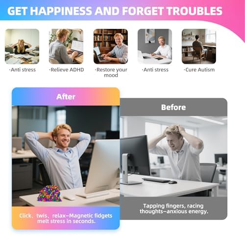 550pcs Fidget Toys Adults,Stress Relief Sensory Toys for Autism ADHD Anxiety,Smooth Ferrite Stones Desk Fidgets Toys,Fidget Toys Gifts(6colors)