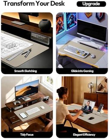 YSAGi Desk Protector&Blotter, Non-Slip Waterproof Leather Mouse Pad