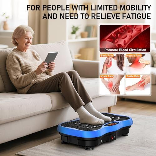Vibration Plate Exercise Machine, 130 Levels Full Body Workout Vibrating Plate for Lymphatic Drainage Weight Loss, 450 Lbs Capacity Shake Platform with Bluetooth for Women Men