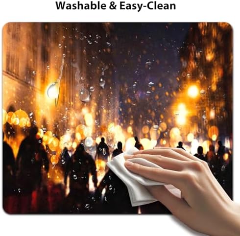 9.5x7.9 Inch Office/Gaming Mouse Pad, Zombie Burning Town Urban Chaos with Human Silhouettes in Street Print, Cute Anti-Slip Mat for Desk Decor