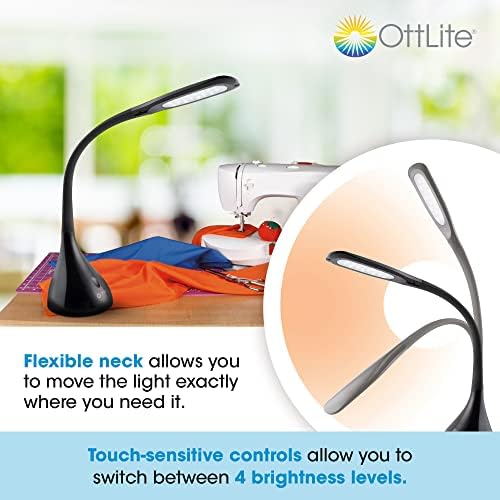 OttLite Creative Curves LED Desk Lamp, Black