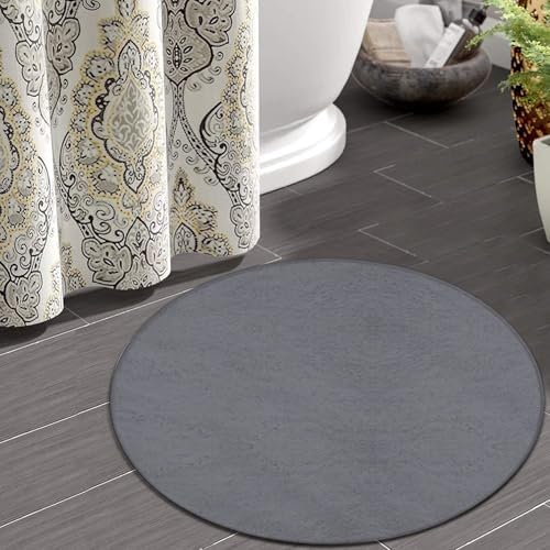 Large Round Area Rug Home Decor Modern Bathroom Rug Kitchen Office Circle Rug for Living Room Sofa Circle Cute Mat Gery, 60inch