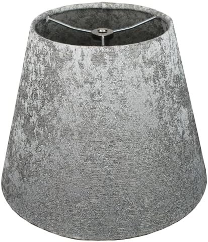 FenchelShades.com Lampshade 6" Top Diameter x 10" Bottom Diameter x 8" Slant Height 6x10x8" with Spider Attachment Diameter 0.4 Inch for Lamps with a Harp (Couture Crushed Sterling)