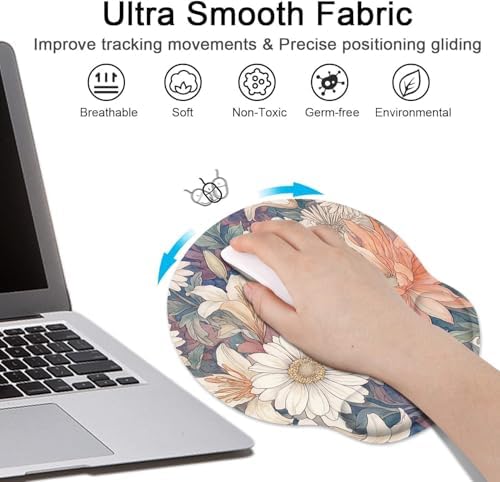 Britimes Ergonomic Mouse Pad Set with Wrist Rest, Daisy Floral Vintage