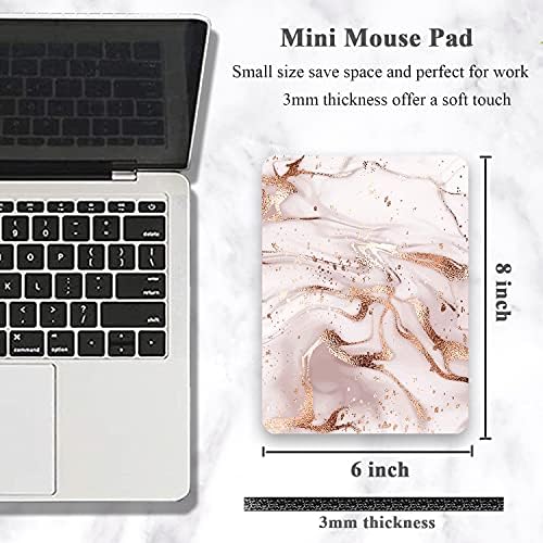 Small Mouse Pad, Mini Mouse Pad 6 x 8 Inch, Thick Rubber Waterproof Mouse Mat, Cute Mousepad for Women Men Kids Wireless Mouse Mini Laptops Keyboard Tray Home Office Travel, Gold Pink Marble