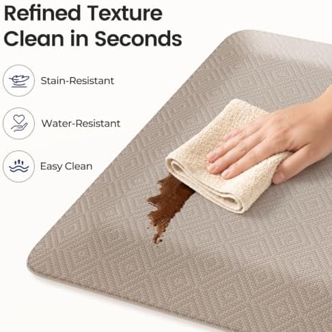 1" Extra Thick Anti Fatigue Kitchen Mats for Floor Standing Desk Mat, Khaki