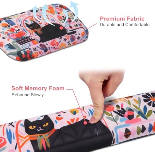 Petmolico 4-in-1 Wrist Rest Set with Desk Pad, Cat and Flowers