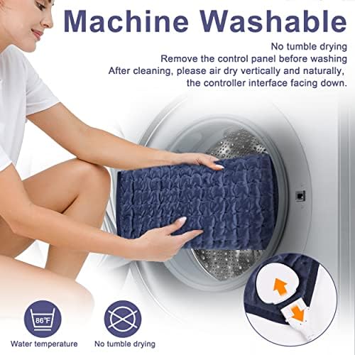 Heating Pad Electric Heat Pad, Hot Heated Pad,Multiple Temp and Timer Settings,Suitable for Shoulders, Neck, arms, Abdomen, Back, Legs, etc. (NavyBlue, 40"X20")