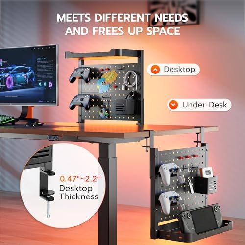ARES WING Desk Clamp On Pegboard with 16 inches Organizer Shelf, Black