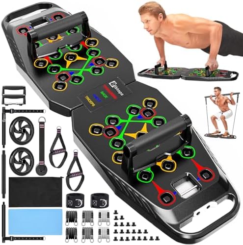 BBTOPS Push Up Board, Pilates Bar & Fitness Accessories, 25 in 1 Foldable Push up Bar for Home Gym, Workout Exercise Professional Push Up Strength Training Equipment for Man and Women