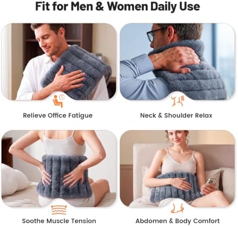 Electric Heating Pad for Back Pain & Period Cramps, 12"x24" Bubble Fleece