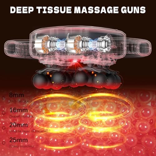 AdamPark Massage Gun Deep Tissue Percussion Back Massager for Muscle Tension, Professional Neck Shoulder & Leg Massage Tool, Handheld Rechargeable Electric Body Device with Multi-Heads