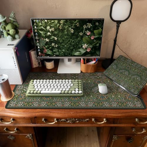 iCasso Retro Mouse Pad, Desk Pad Mat, Full Desk Large Mousepad, Green