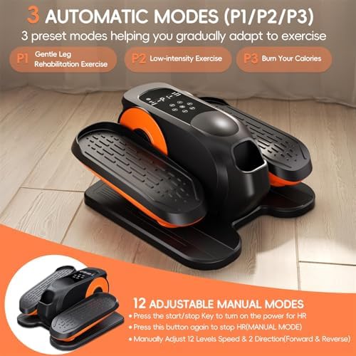 Under Desk Oval Machine, Morelax Oval Leg Exerciser for Elderly Assembly, Quiet Portable Electric Sit Pedal Exerciser with Resistance Band, Remote Control and 12 Adjustable Speeds