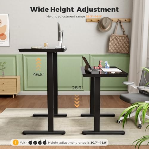 35" Electric Standing Desk with Drawer, One-Piece Glass Top